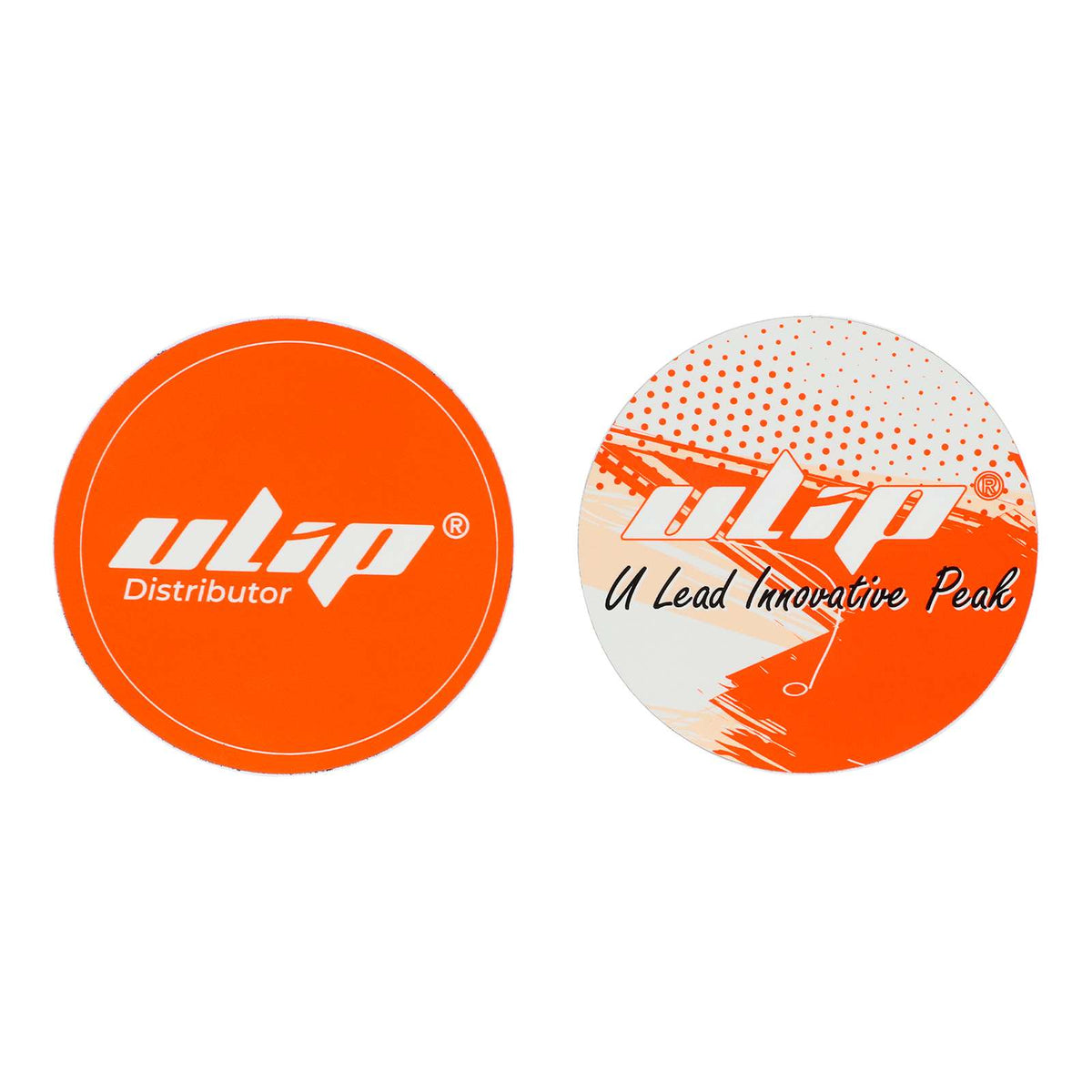 Deux autocollants ronds orange et blanc de 9 cm