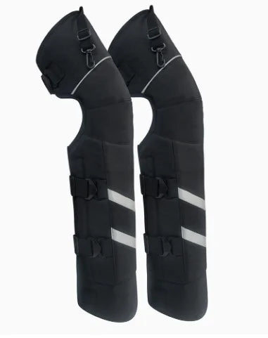 Paire de jambières de protection chaudes et étanches noires avec bandes réfléchissantes