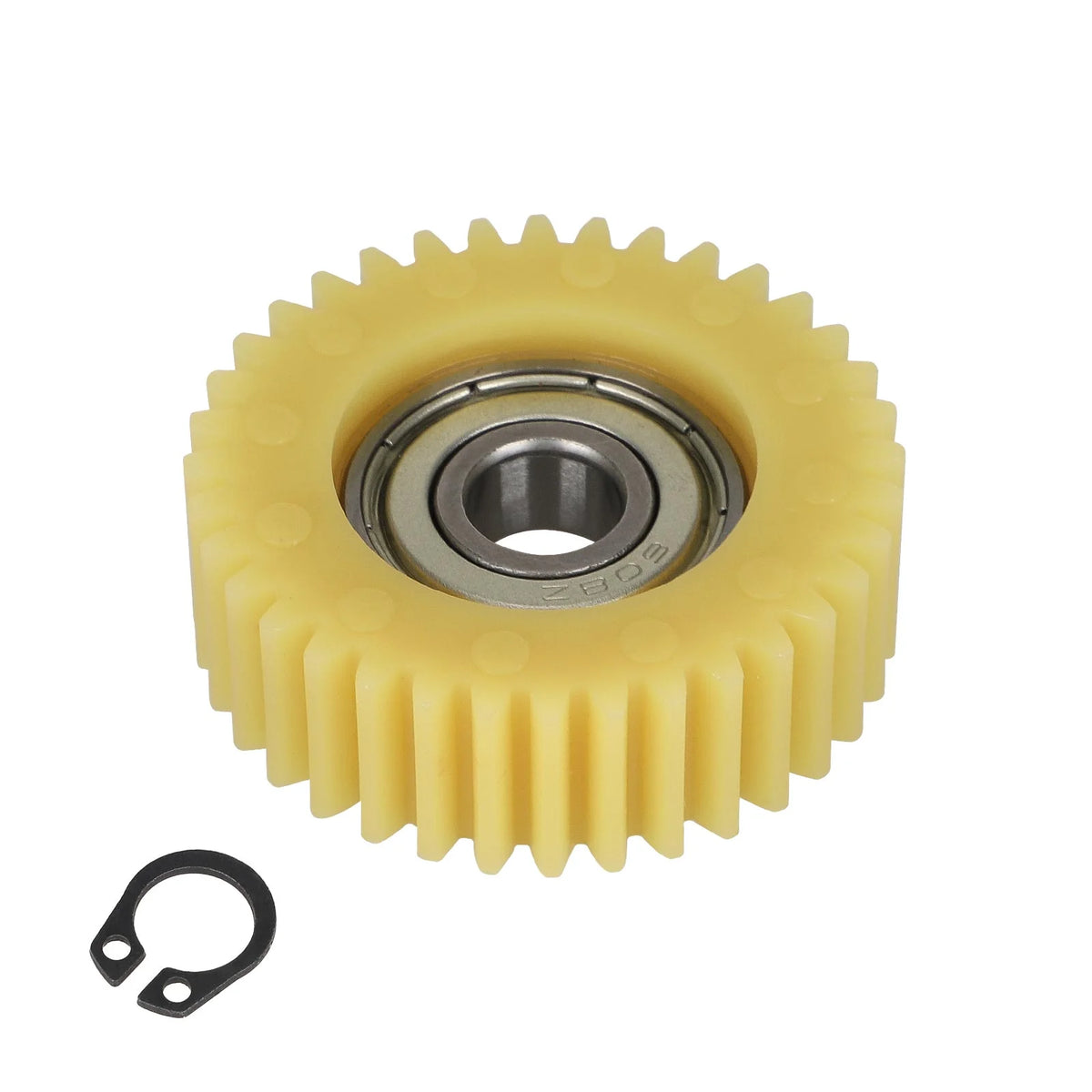 Engrenage en nylon jaune 36 dents avec roulement 608 et circlip
