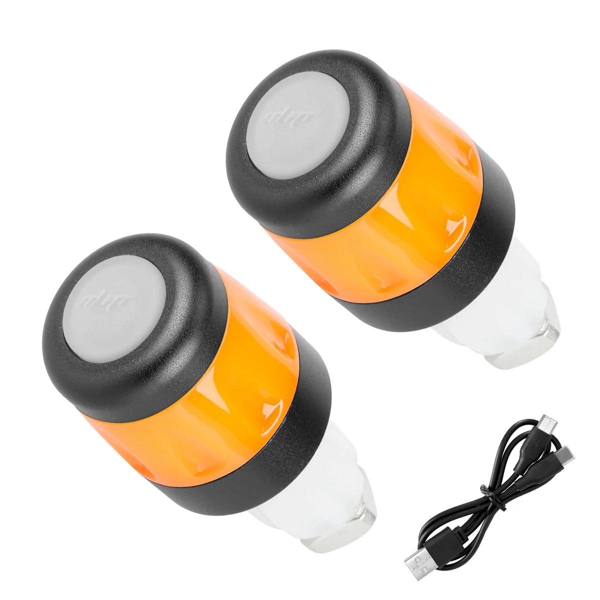 Clignotants Embout de Guidon Rechargeables USB Noir et Orange, vue 5