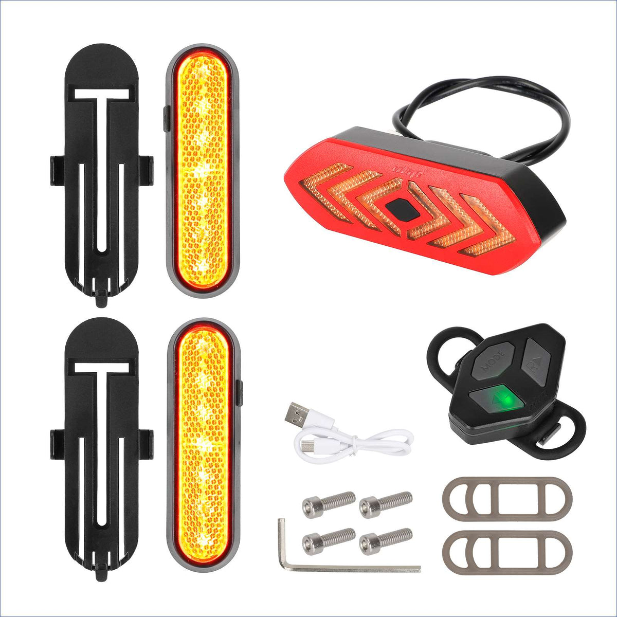 Kit Clignotants Rechargeables et Feu Arrière avec Télécommande Jaune