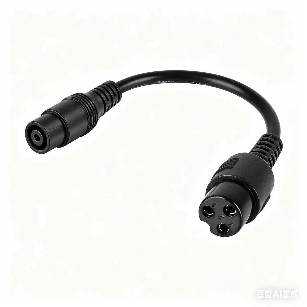 Câble adaptateur noir avec connecteur de charge femelle vers prise aviation à 3 broches