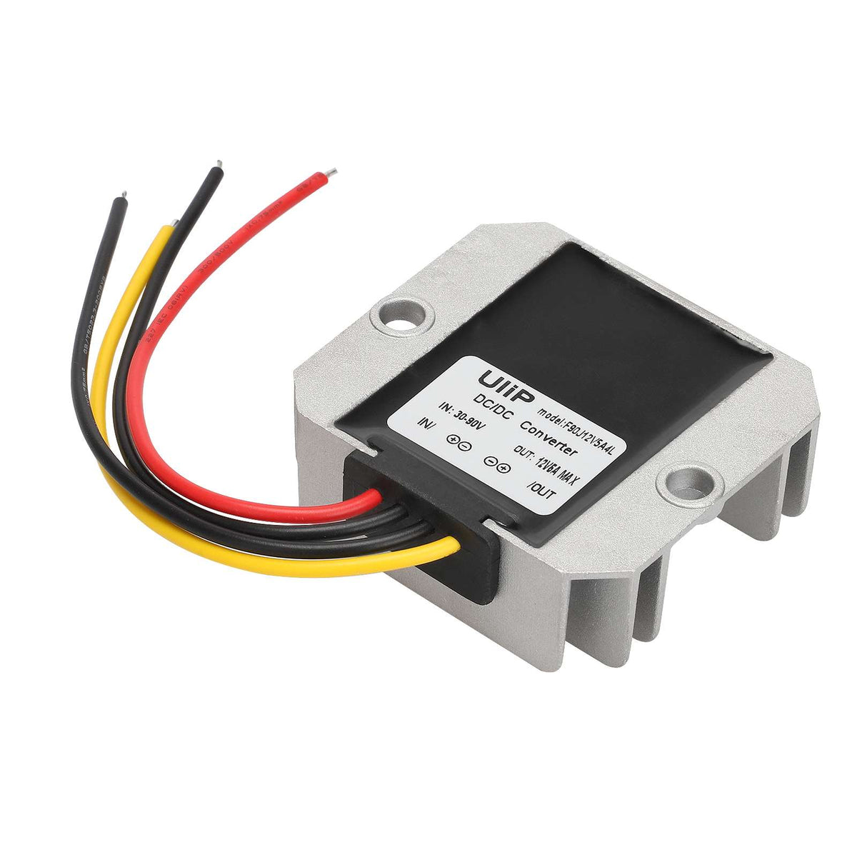 Convertisseur de tension DC/DC 30-90V vers 12V 5A en aluminium avec câbles de connexion