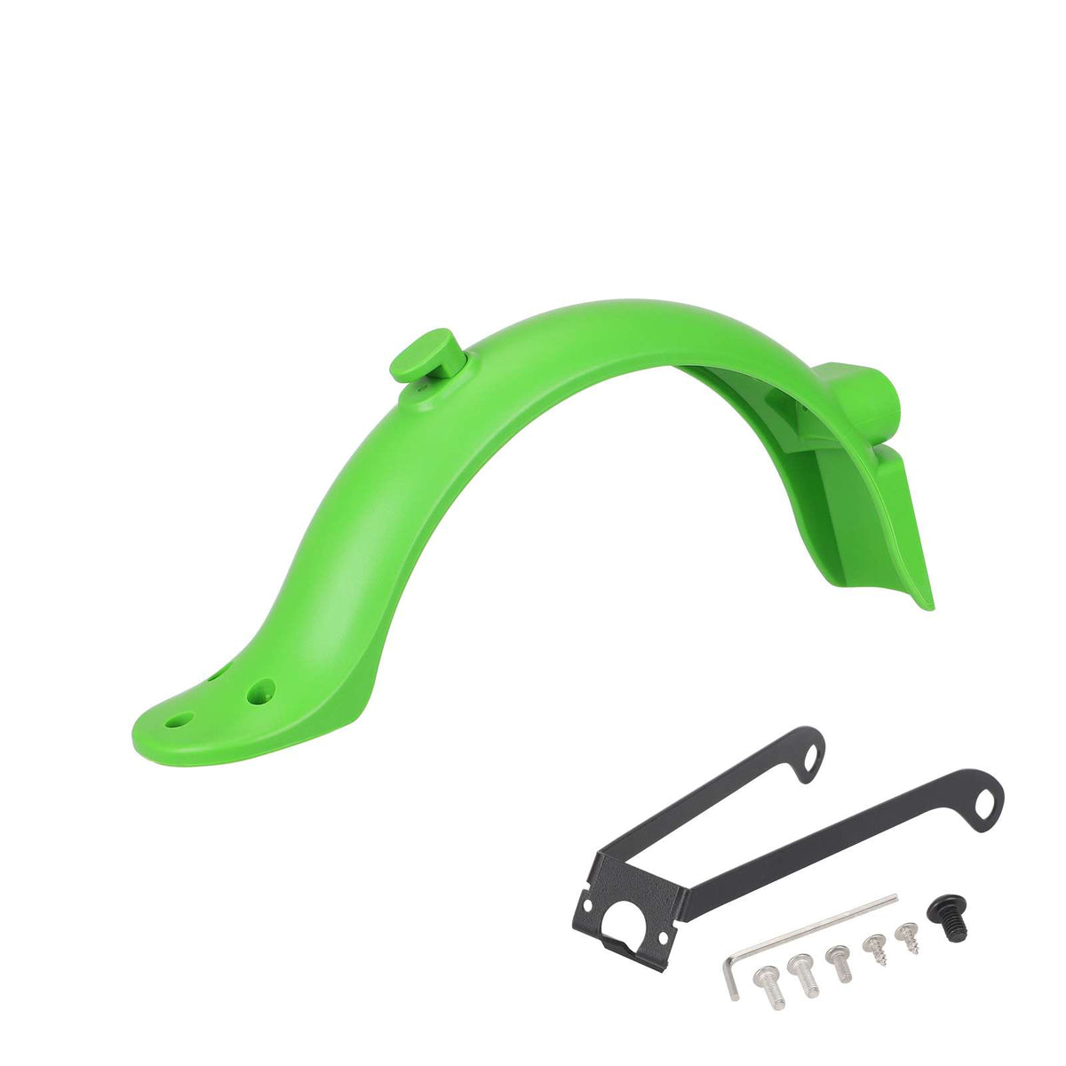 Garde-boue arrière vert pour trottinette électrique avec son support métallique noir et visserie