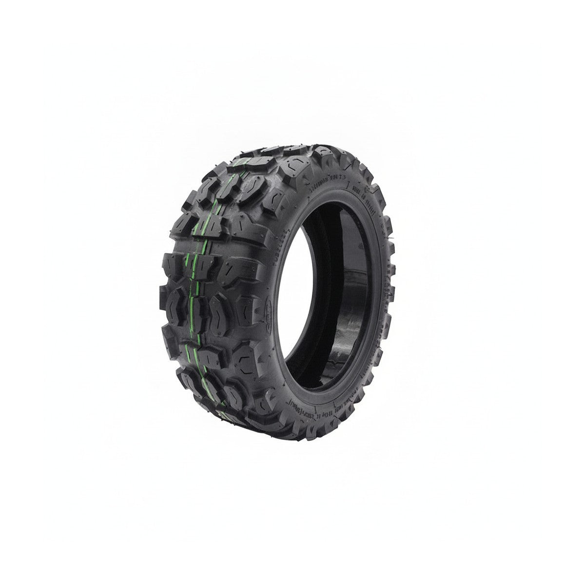 Pneu off-road tubeless 90/65-6.5 avec gel anti-crevaison vu de trois-quarts