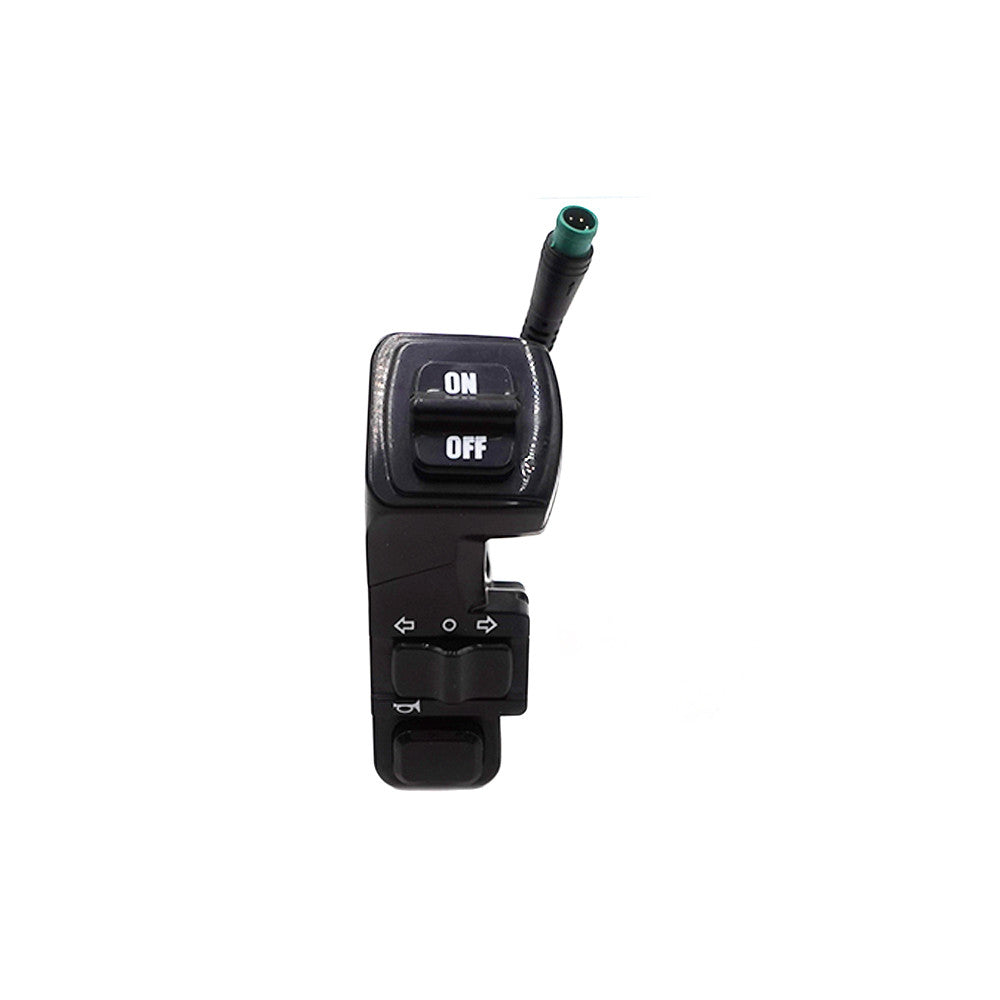 Commodo interrupteur noir avec boutons de commande et connecteur vert pour trottinette électrique KuKirin G3 Pro