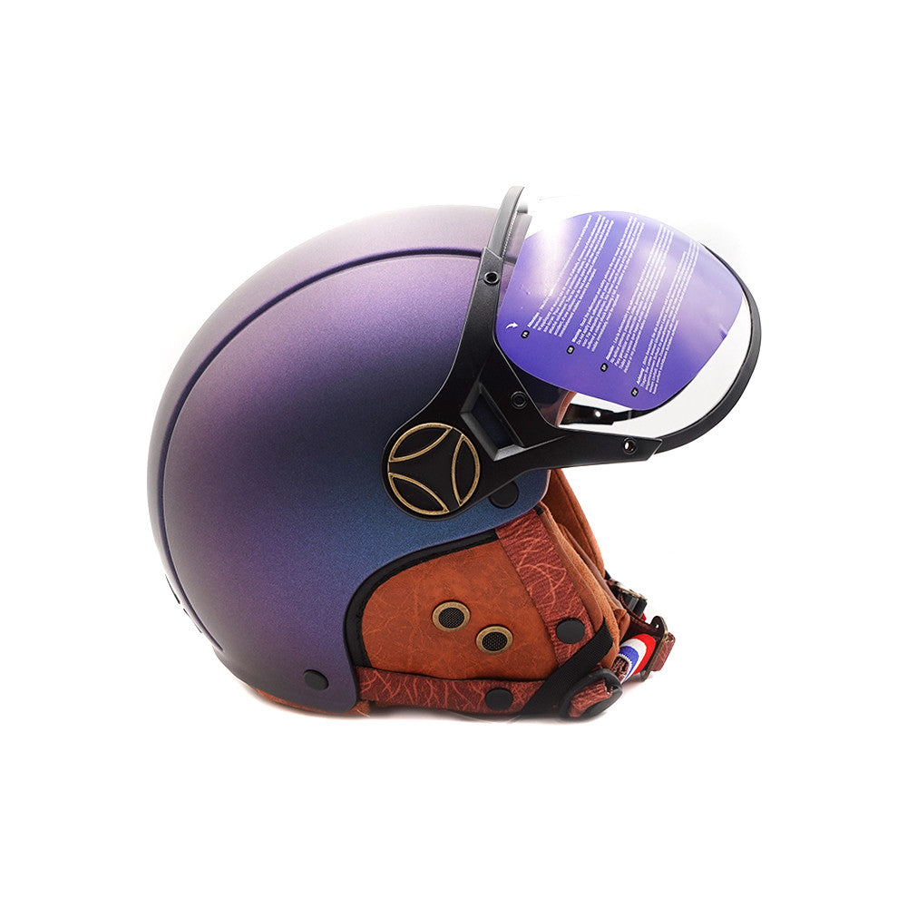 Casque Jet Bleu Mat Caméléon pour Trottinette Électrique