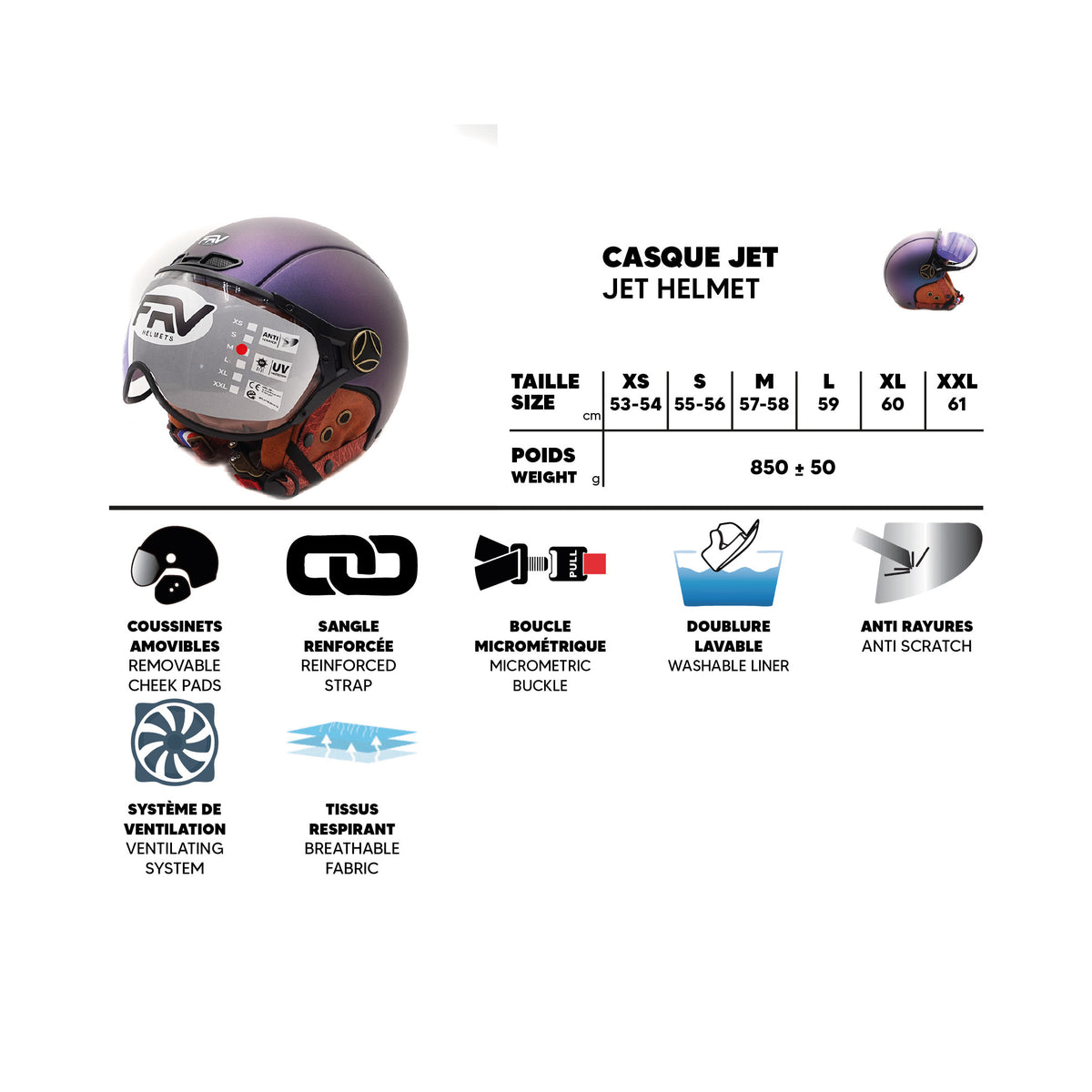 Casque Jet Bleu Mat Caméléon pour Trottinette Électrique