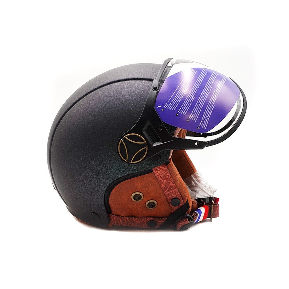 Casque Jet Vert Mat Caméléon pour Trottinette Électrique