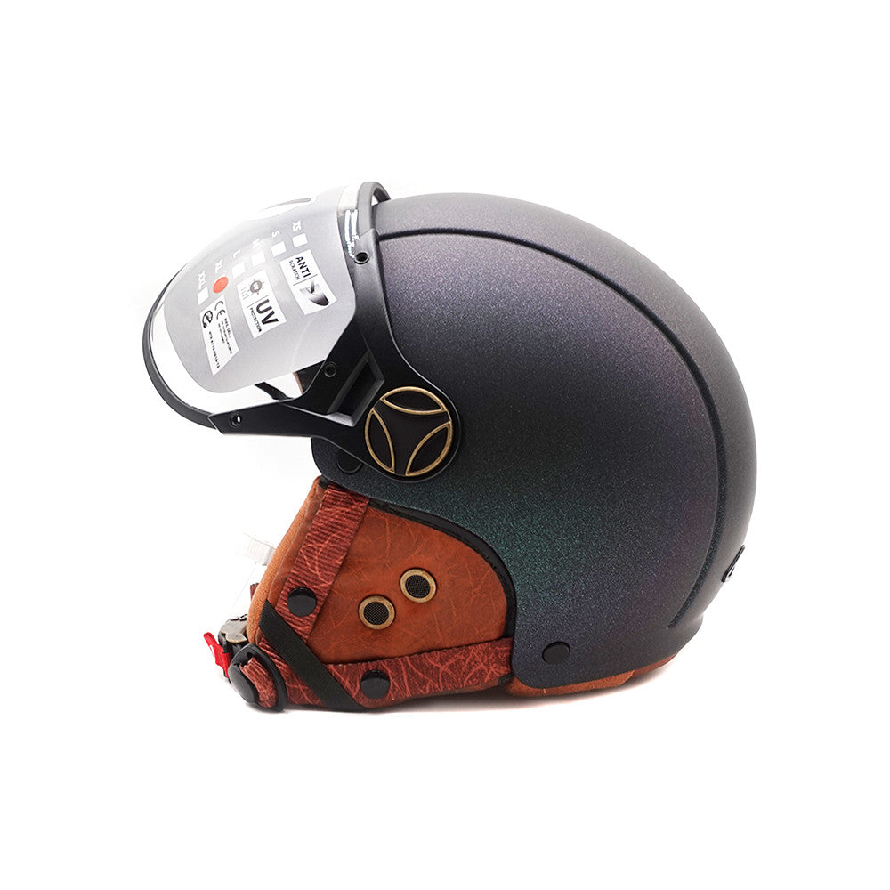 Casque Jet Vert Mat Caméléon pour Trottinette Électrique
