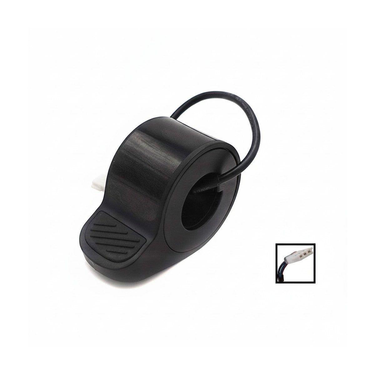 Gâchette d'accélérateur noire pour trottinette électrique avec un câble de 16 cm et son connecteur 3 broches