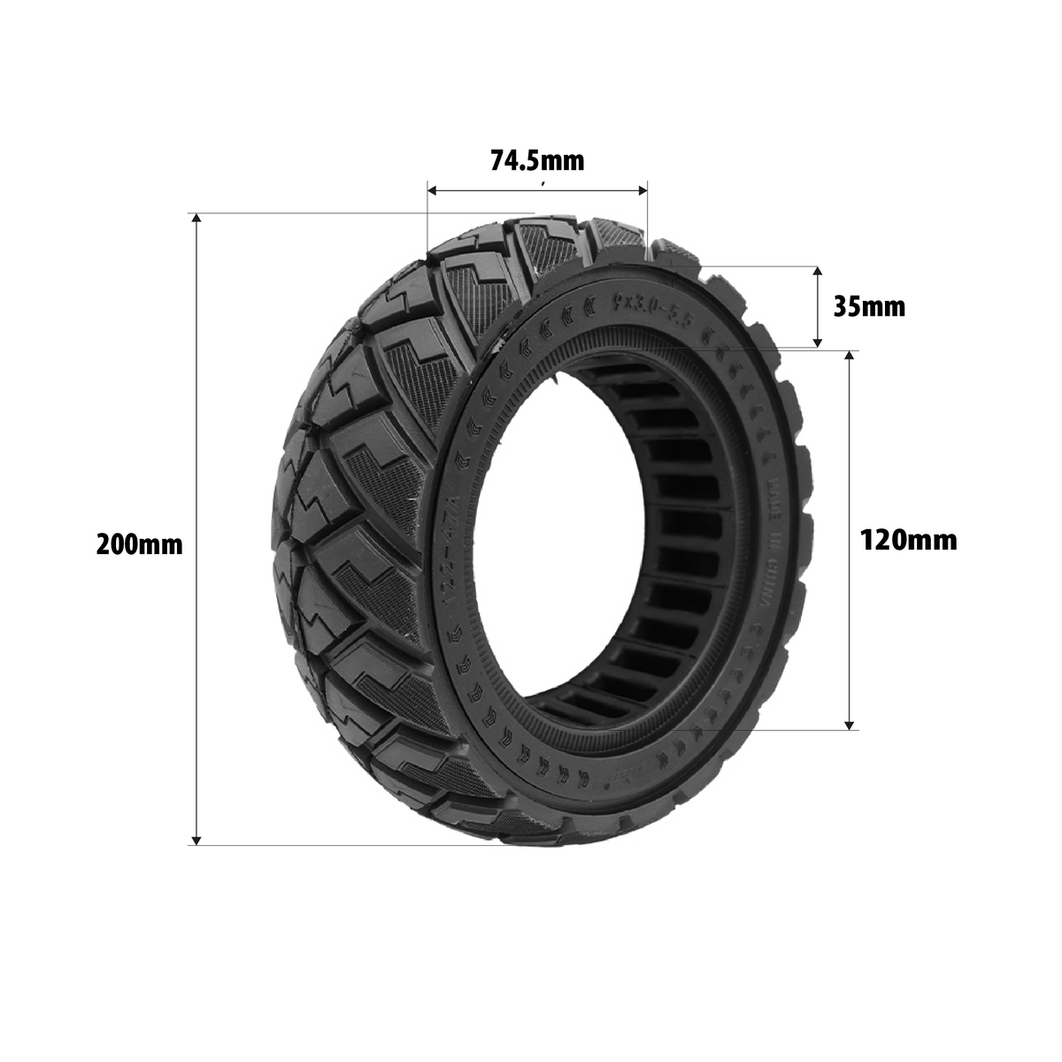 Pneu Plein 9x3.0-5.5 pour Trottinette Électrique