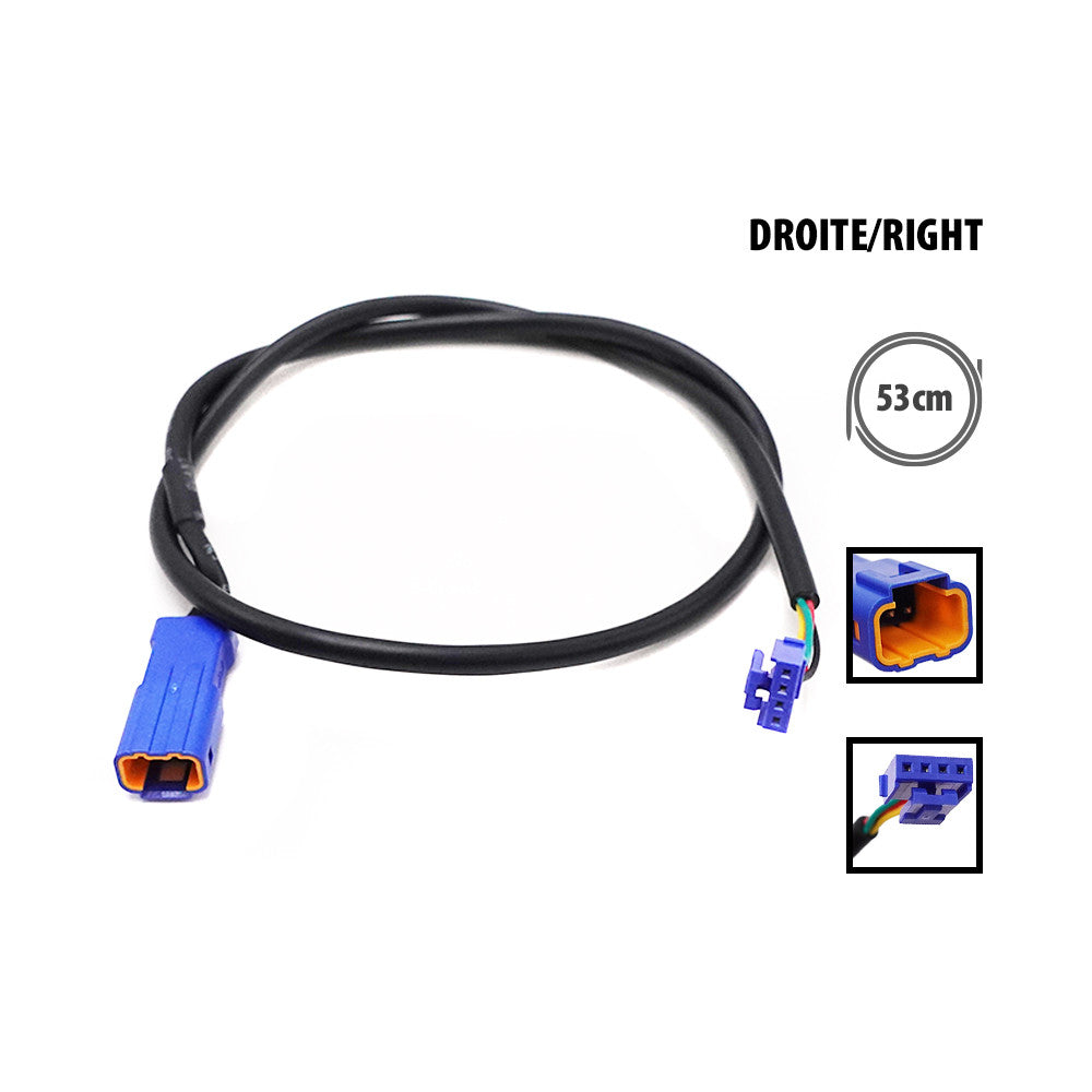 Câble de clignotant droit noir avec connecteurs bleu et orange