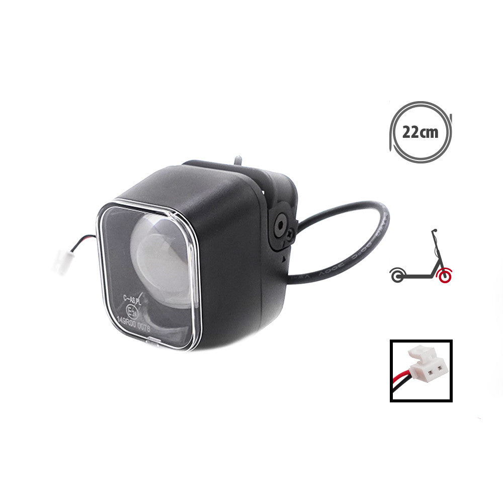 Phare avant LED noir pour trottinette électrique avec câble et connecteur
