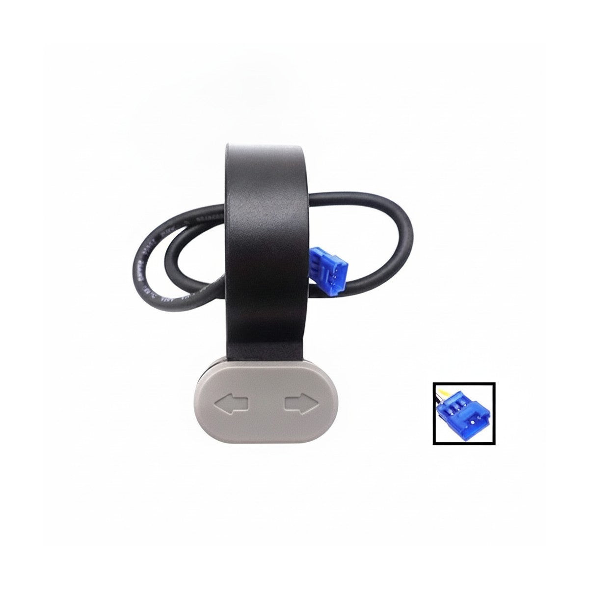 Interrupteur de clignotants noir et gris avec son câble et son connecteur bleu