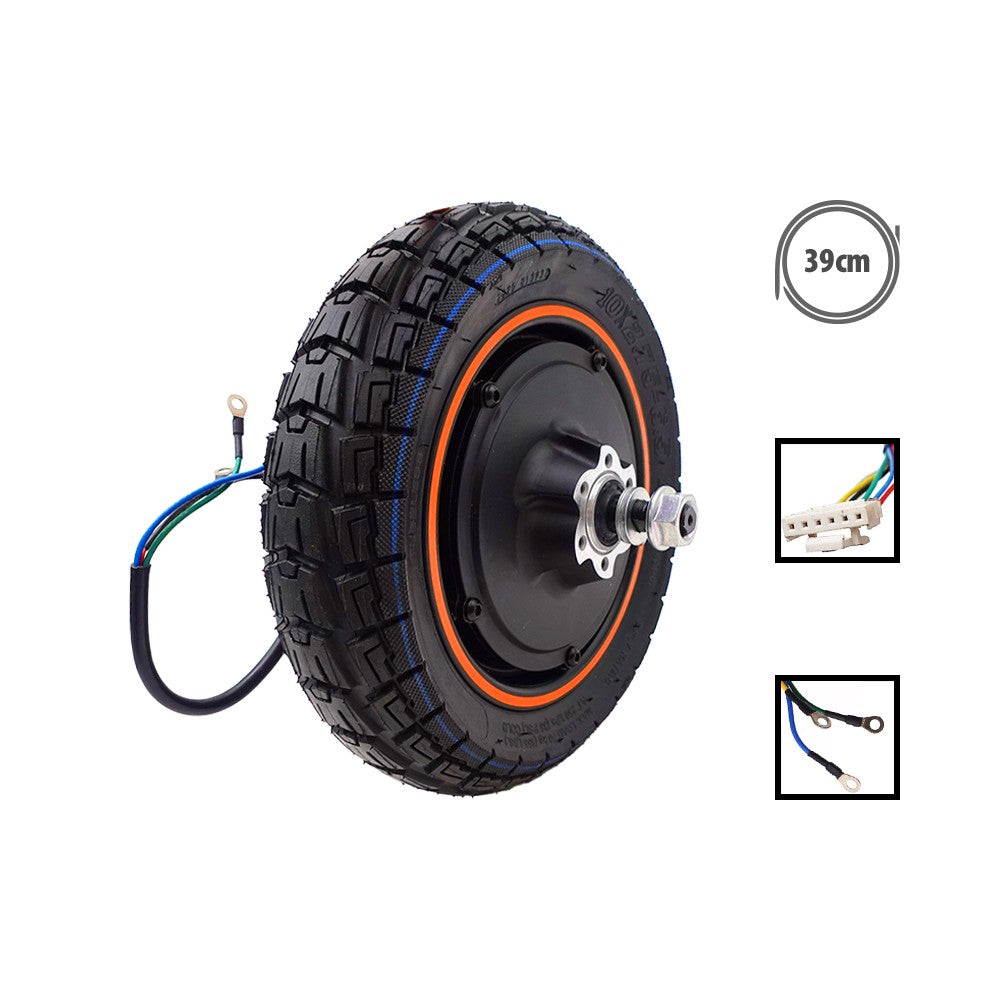Moteur de trottinette électrique équipé d'un pneu et de ses câbles de connexion