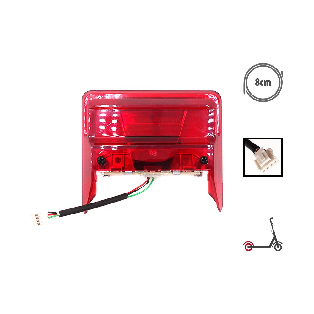 Feu arrière rouge en plastique translucide avec câble de connexion de 8 cm de largeur
