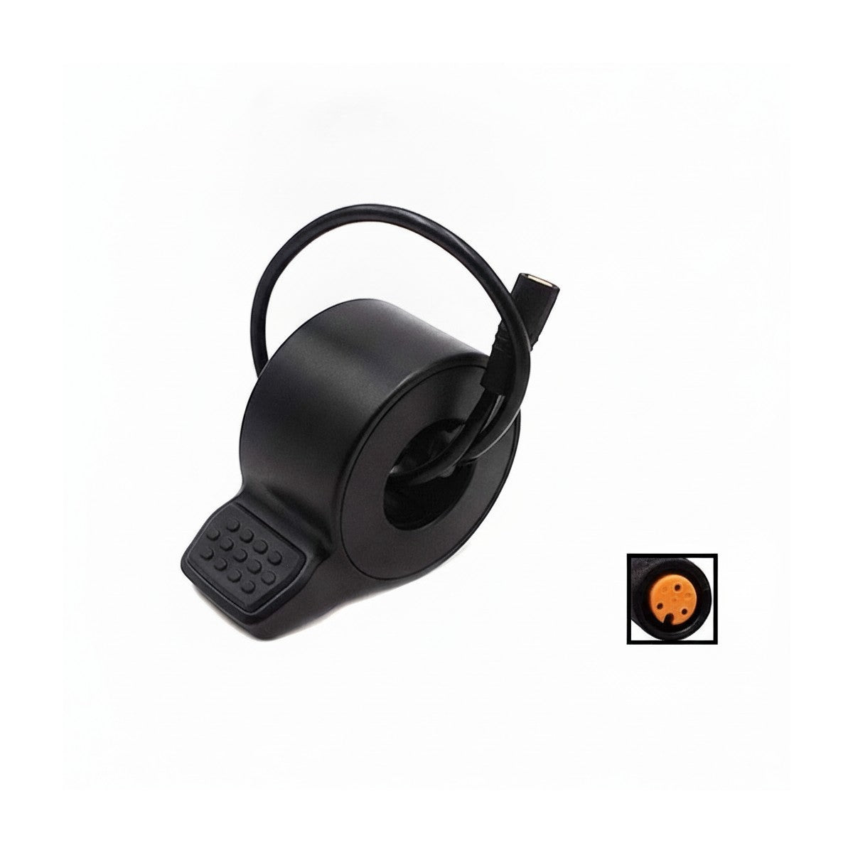 Gâchette d'accélérateur noire avec câble de 19 cm et détail du connecteur à 3 broches