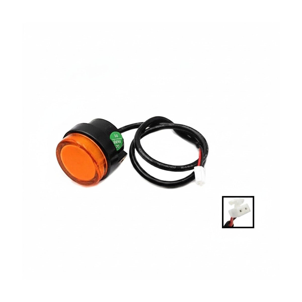 Clignotant droit orange rond pour trottinette électrique avec son câble et connecteur