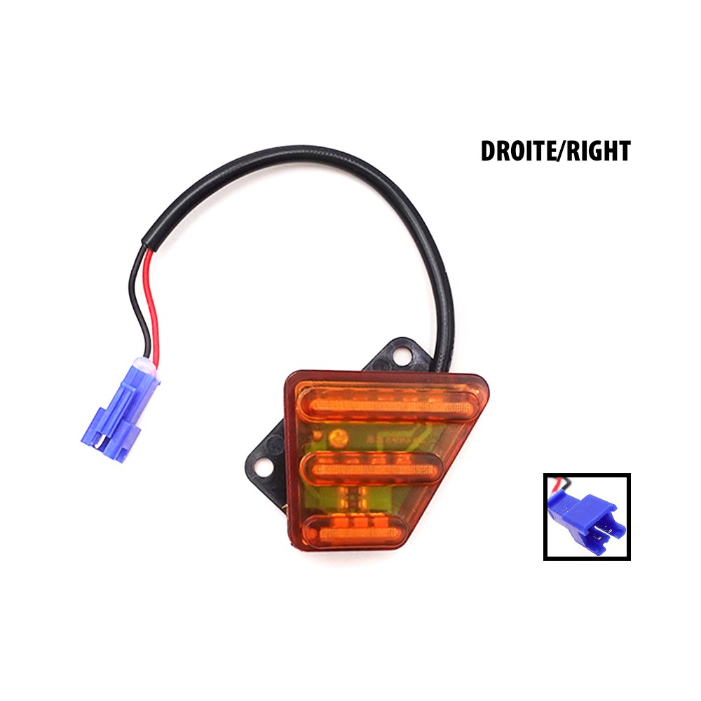 Module d'éclairage arrière droit orange avec son câble et connecteur bleu