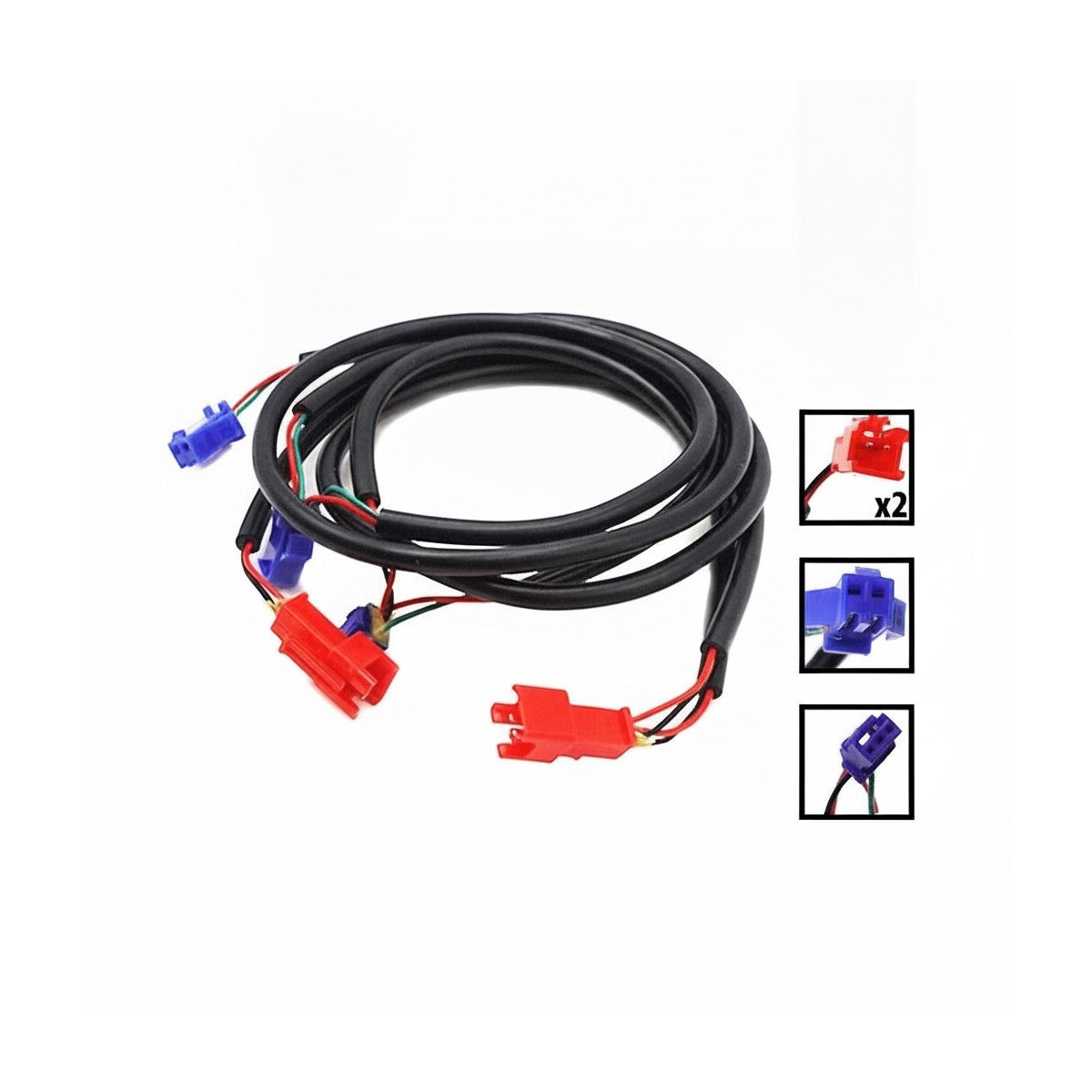Faisceau de câble adaptateur pour clignotants de 129 cm avec connecteurs rouges et bleus
