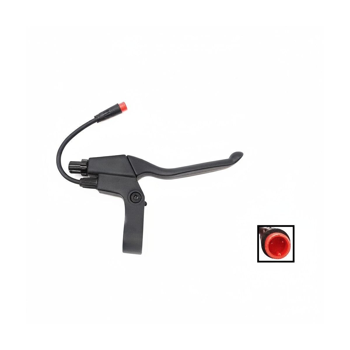 Poignée de frein droite noire pour trottinette électrique avec son câble et connecteur rouge