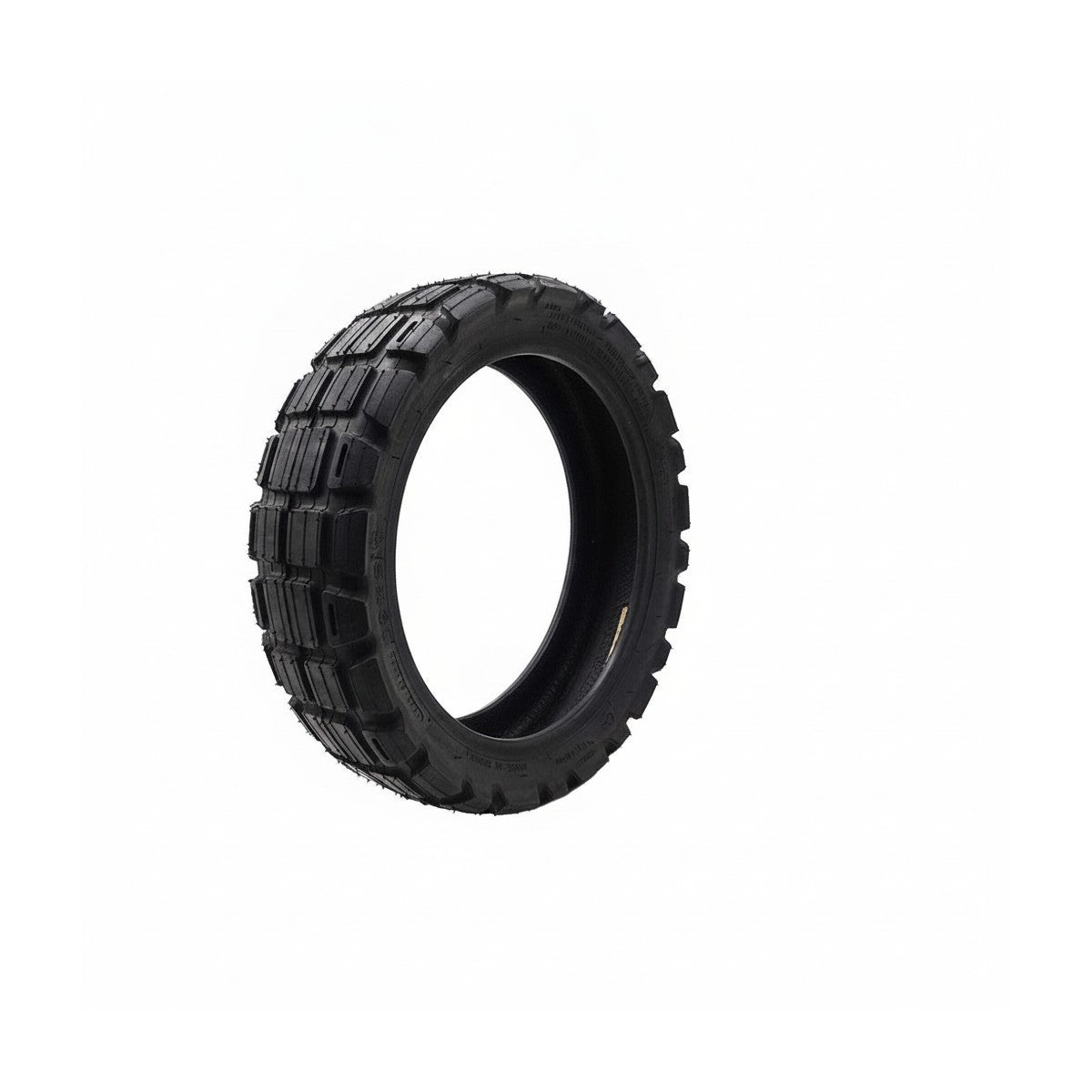 Pneu tubeless semi off-road noir 12x3.0 pour trottinette électrique vu de trois quarts