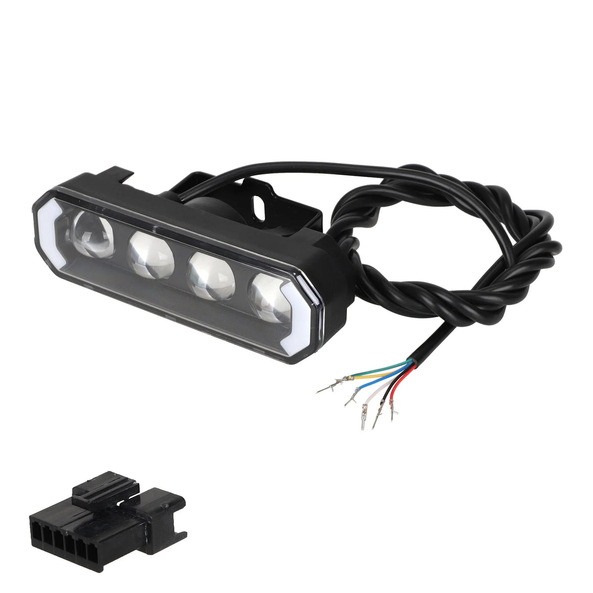 Phare avant LED multifonction 36V-48V avec câble de 1800 mm et connecteur pour trottinette électrique