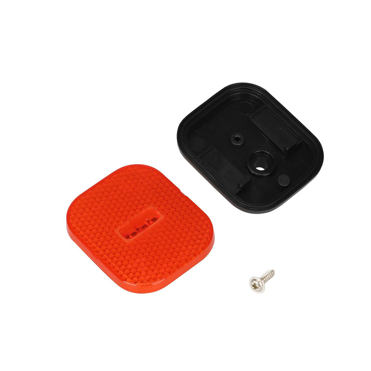 Cache rouge et support noir de feu arrière de trottinette électrique avec vis de fixation