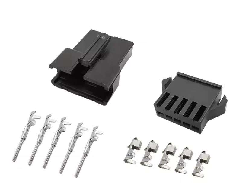 Kit de connecteurs plastique noir 5 broches mâle et femelle avec cosses à sertir