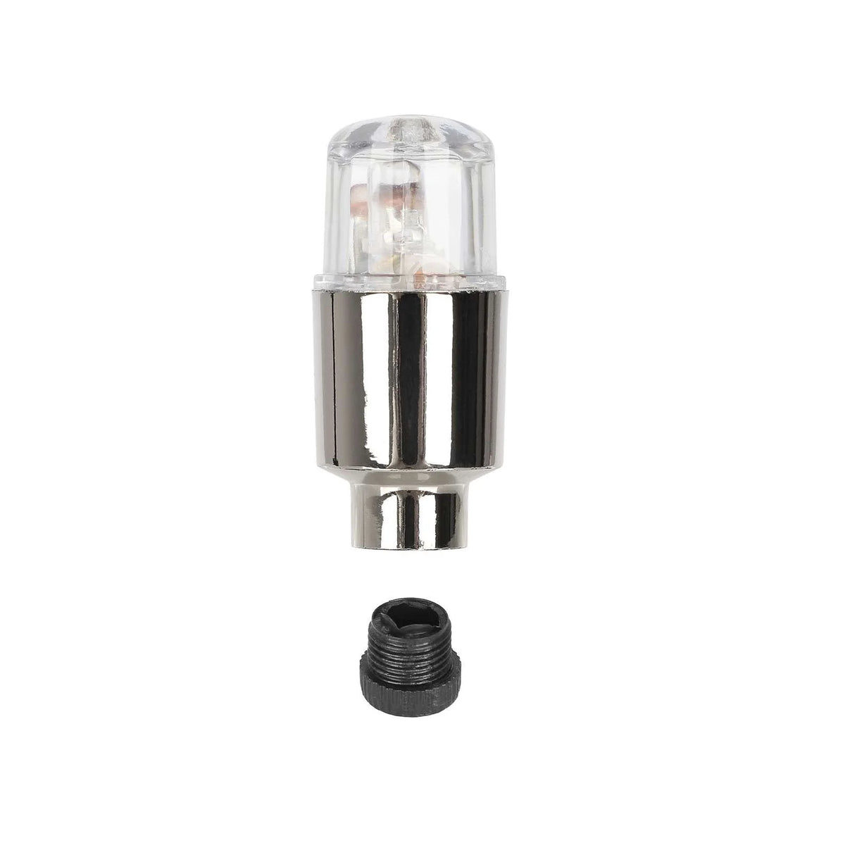 Bouchon de valve lumineux LED chrome et transparent pour trottinette et vélo
