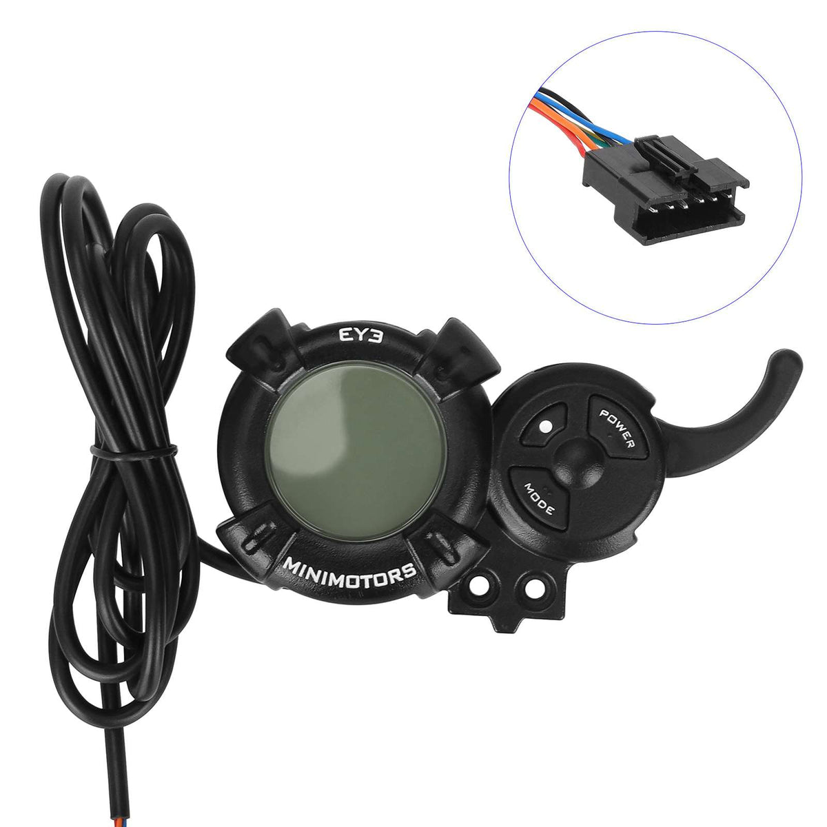 Afficheur LCD EY3 Minimotors noir avec gâchette d'accélération, câbles et connecteur 6 broches