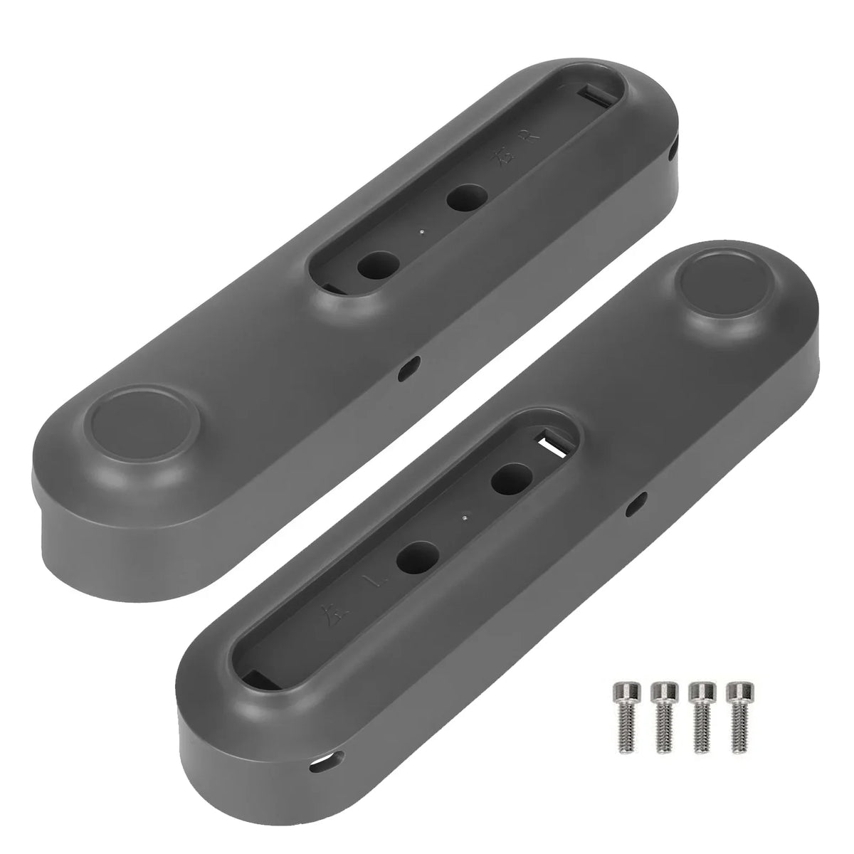 Paire de caches de fourche arrière gris foncé d'origine avec leurs vis de fixation