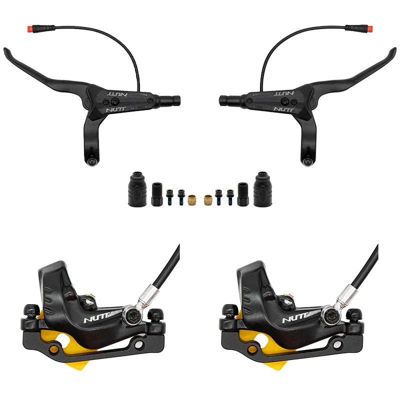 Kit complet de freins hydrauliques NUTT à 4 pistons avec leviers, étriers et durites pour trottinette électrique