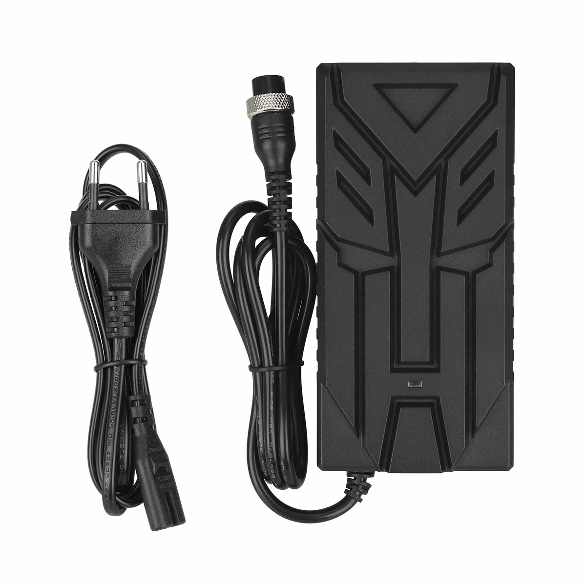 Chargeur 42V 3A noir avec câble d'alimentation et connecteur GX16 à 3 broches