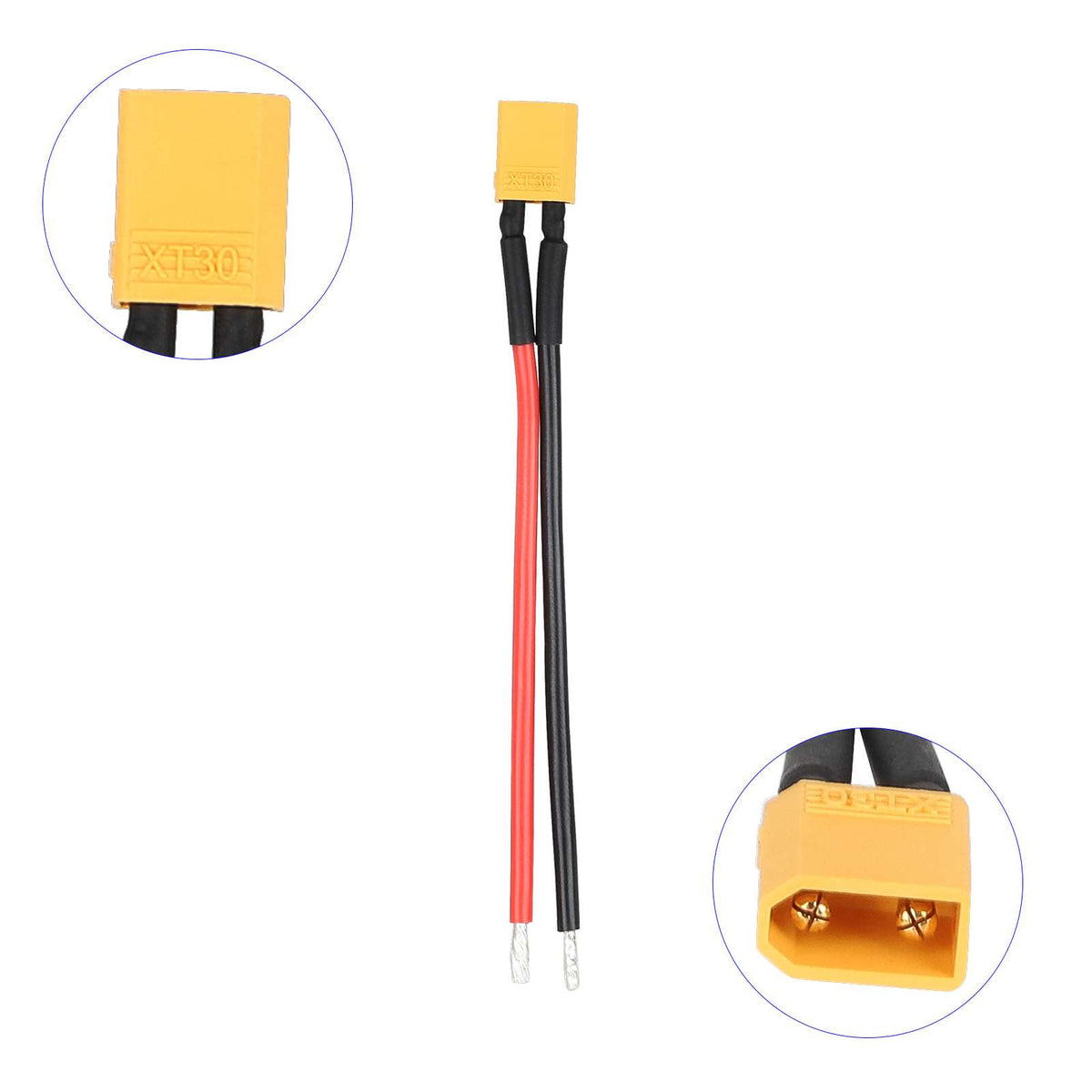Câble de batterie avec connecteur XT30 mâle et fils rouge et noir de 100 mm