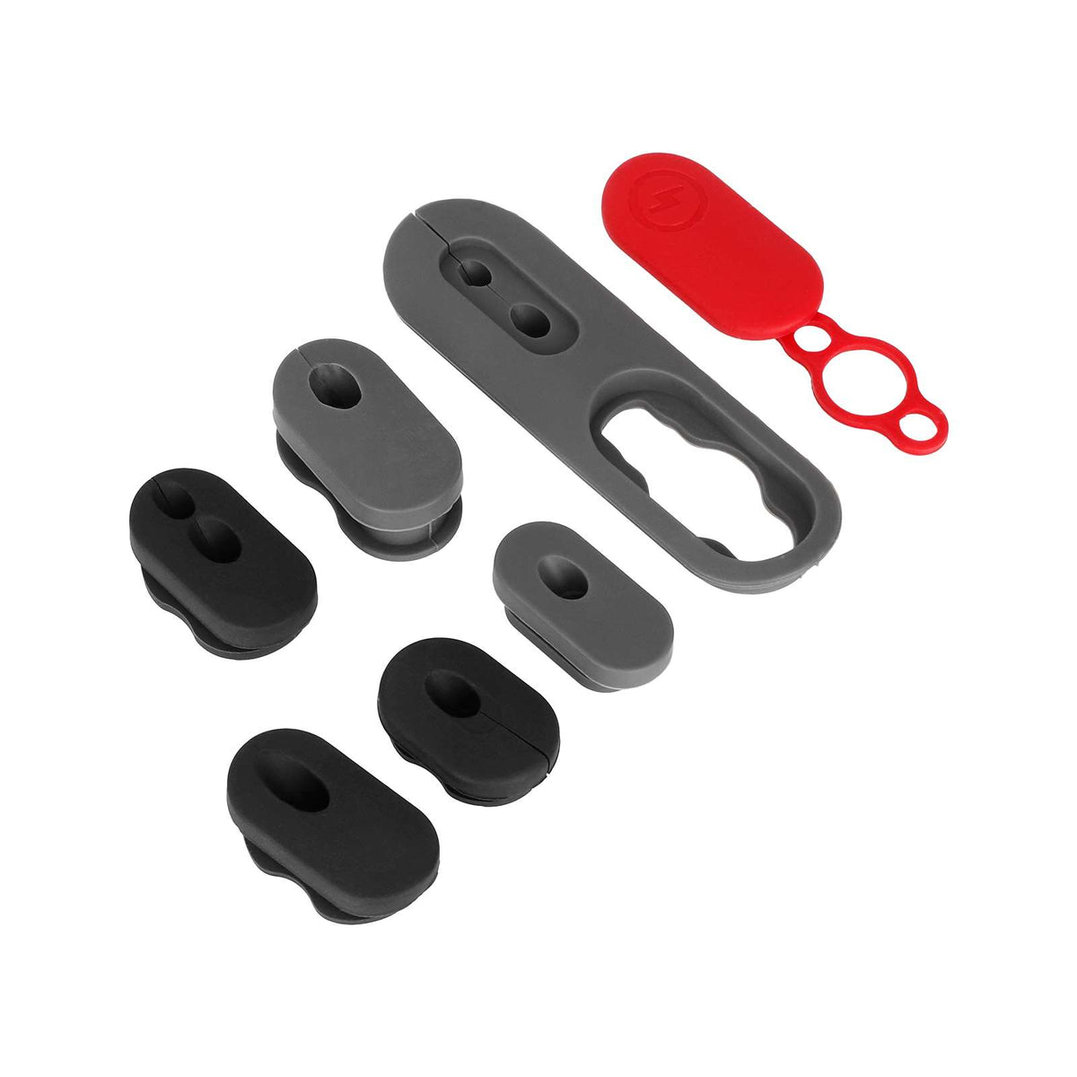 Kit de passe-câbles en silicone noir et cache de port de charge magnétique rouge