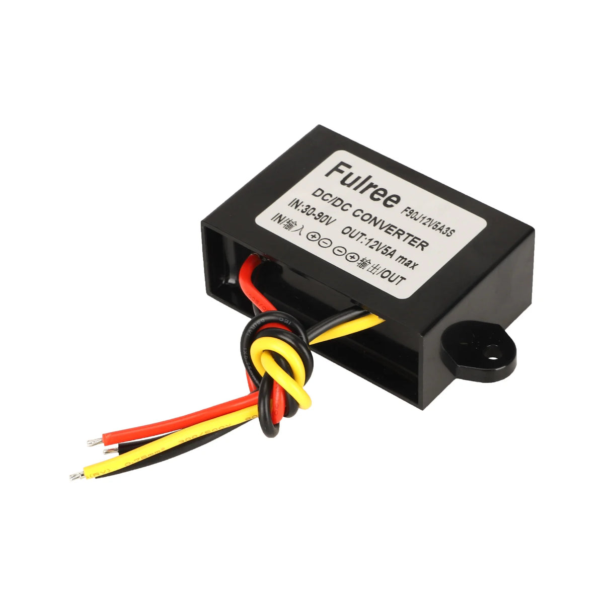 Convertisseur de tension DC-DC 30V-90V vers 12V 5A noir avec câbles pour trottinette électrique