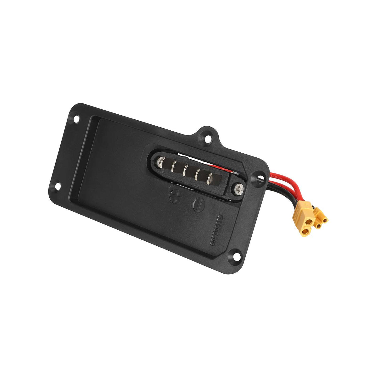 Port de charge noir avec câblage et connecteur XT60 sur fond blanc
