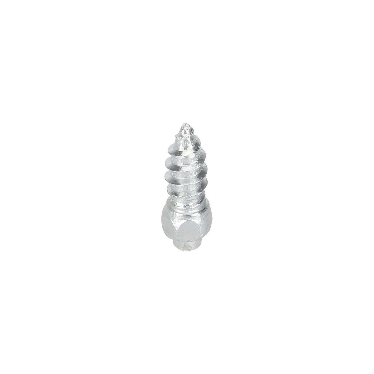 Un clou antidérapant métallique argenté M4x12 mm pour pneu neige sur fond blanc