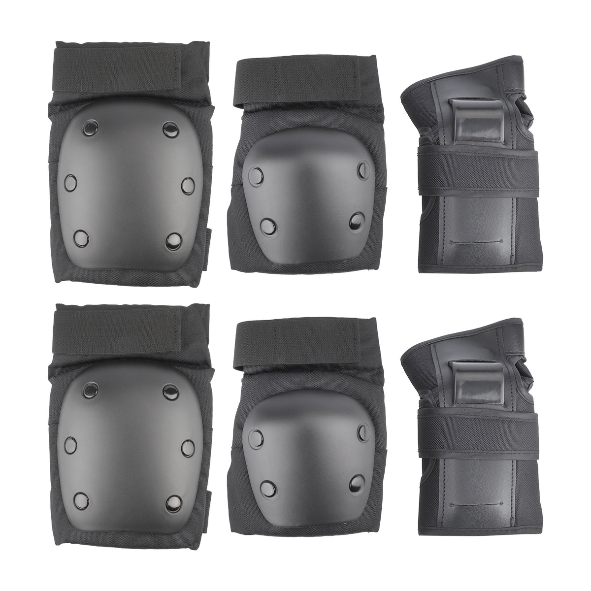Kit complet de protections noires comprenant genouillères, coudières et protège-poignets