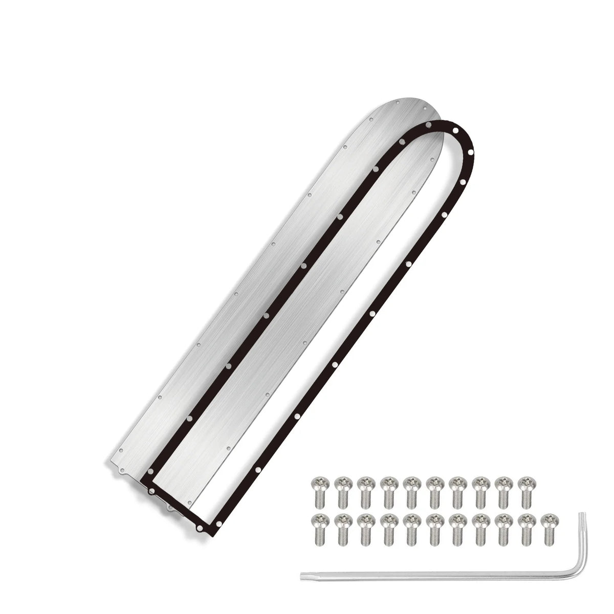 Plaque de protection de châssis en acier inoxydable avec joint d'étanchéité, vis antivol et clé