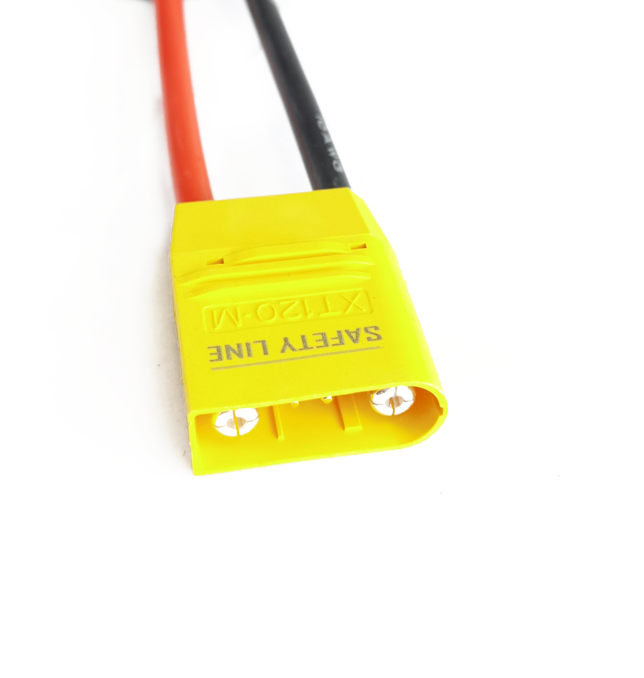 Connecteur de batterie XT120-M jaune avec fils rouge et noir