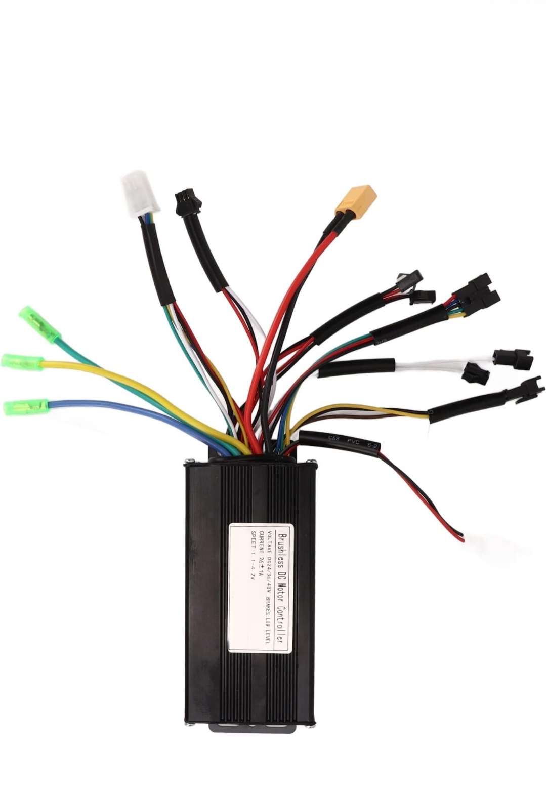 Contrôleur brushless 36V-48V 26A noir pour trottinette électrique avec son câblage