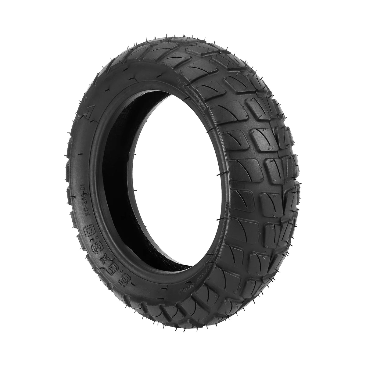 Pneu tout-terrain noir Xuancheng 8,5x3 pouces vu de trois-quarts