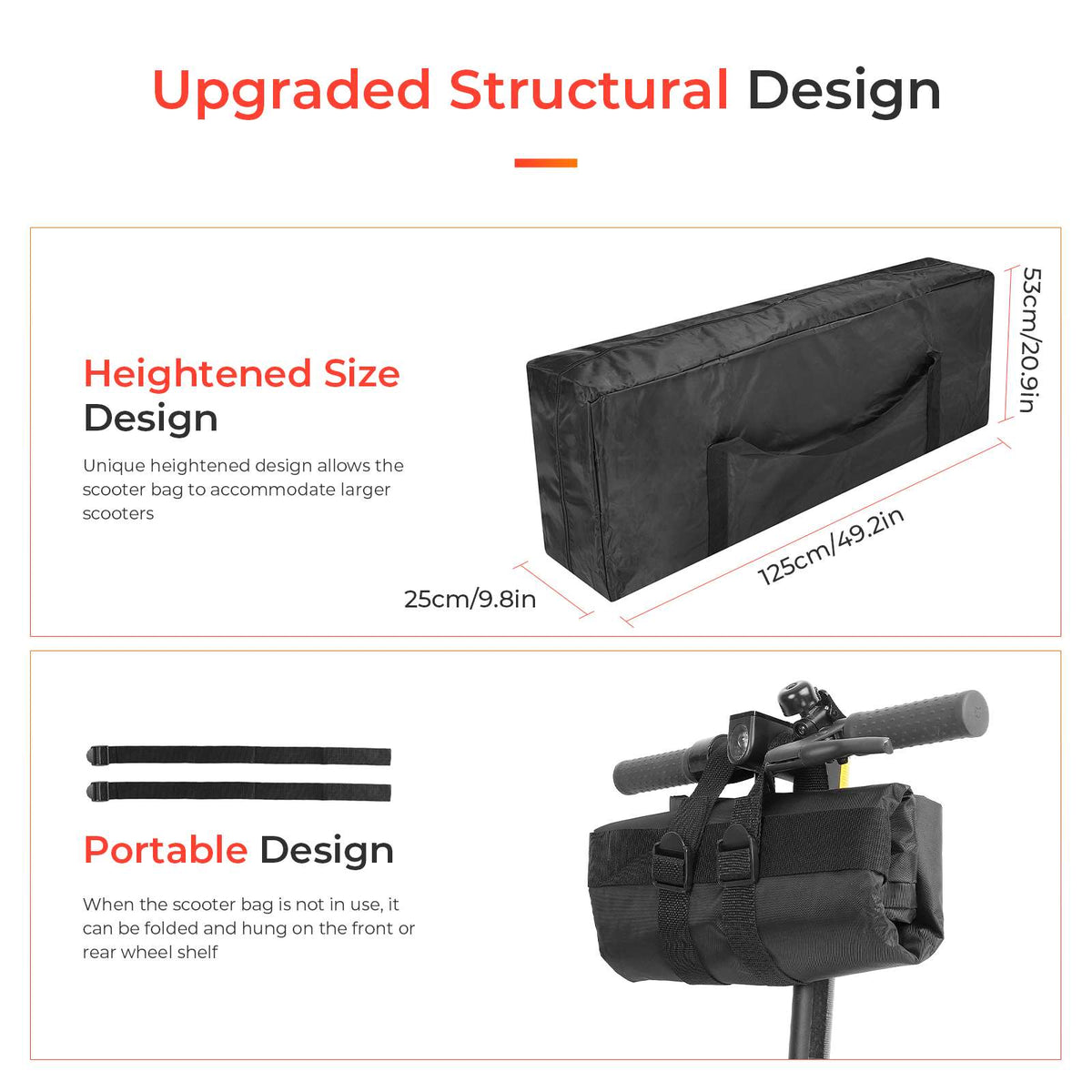 Sac de Transport Pliable Grand Format (125x53x25 cm) Noir, vue 2