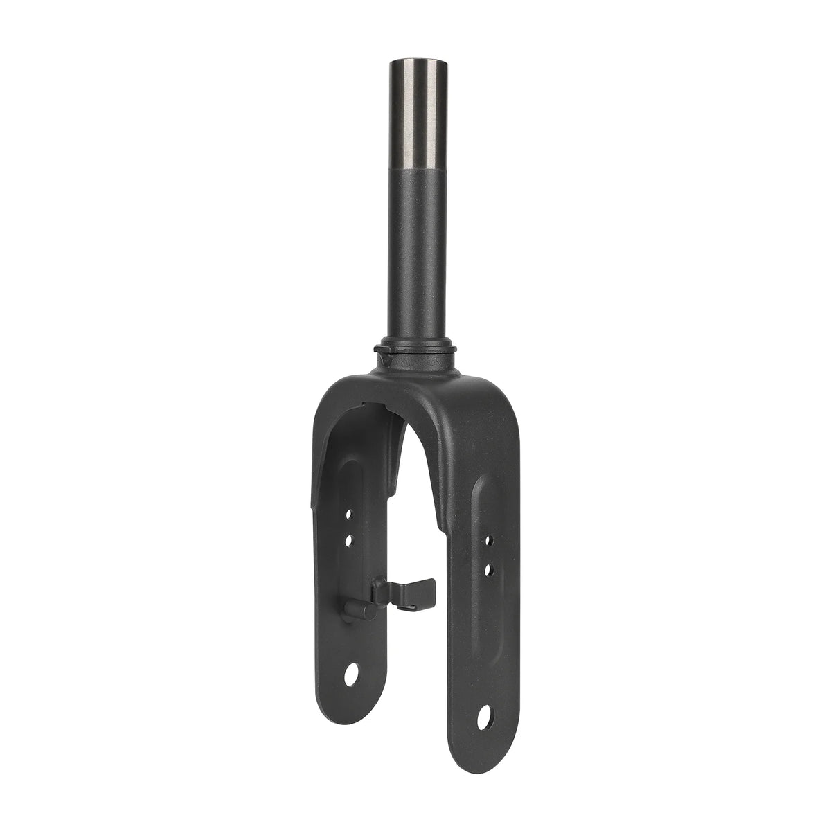 Fourche avant d'origine noire pour trottinette électrique sur fond blanc