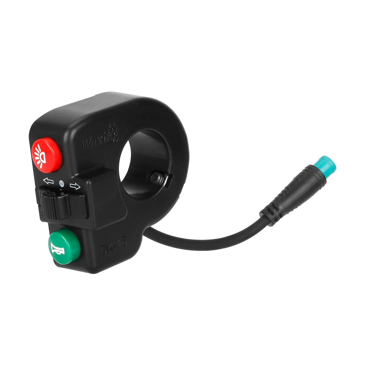 Commodo noir 3 en 1 avec boutons phare, clignotants et klaxon et câble étanche
