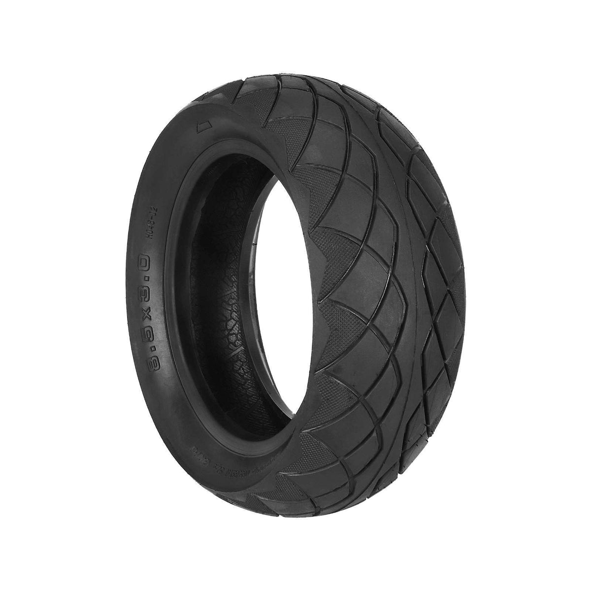 Pneu tubeless noir 8,5x3 pouces pour trottinette électrique vu de trois quarts