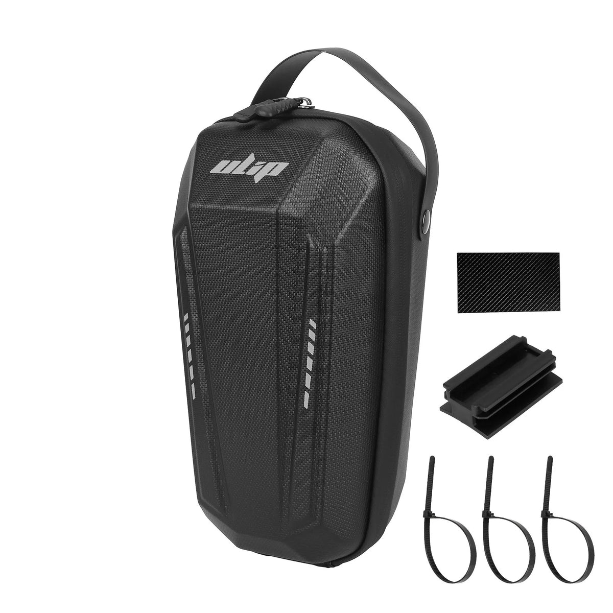 Sacoche rigide avant 3L noire pour trottinette et vélo avec son support de fixation